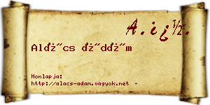 Alács Ádám névjegykártya